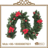 Wholesale 200cm Artificial Christmas Garland with pine cone&balls decorated