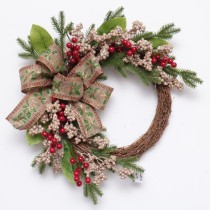50cm wholesale half nature rattan christmas wreath  for door supplies preserved boxwood christmas garland