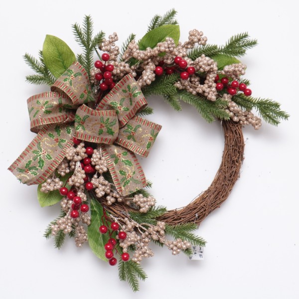 50cm wholesale half nature rattan christmas wreath  for door supplies preserved boxwood christmas garland