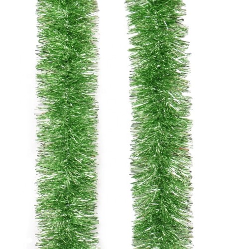 PET Tinsel Garland Indoor Decoration for Christmas RTS Apple Green Color Christmas Tree Ornament Assorted Size SY Xmas Rope