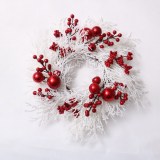 60cm OX horn shape  white color Luxury Decorated Christmas garland with white glitter with red berry