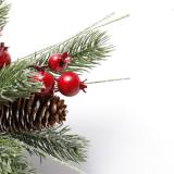 Customized  New PE Horn Garland Decoration Green Christmas Garland With Red Fruits Pine Cone and bowknot