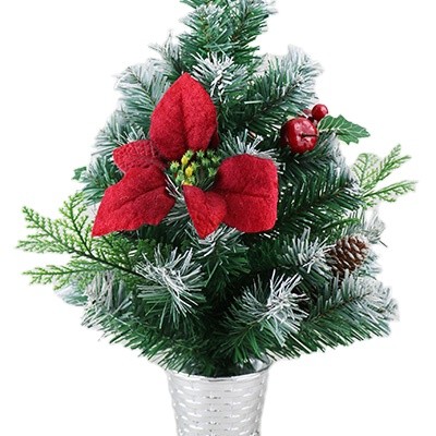 Green PVC Mini Tree with White Christmas Decoration Tree Christamas Decoration SY Xmas PP Bag Handmade for Desk Decorate 6 Color