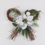 2022  New year design 200cm christmas garland with snow flocked effect,with natural pine cone and red berry and red ball