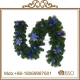 200cm Artificial Christmas Garland with red flower decorated hot sell