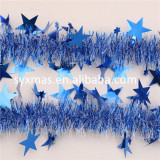 shiny  red PET tinsel garland with star  leaves deco