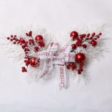 60cm OX horn shape  white color Luxury Decorated Christmas garland with white glitter with red berry
