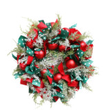 202 New 48cm Amazon xmas christmas picks front door red gold artificial natural flowers wholesale wreaths with plastic ball