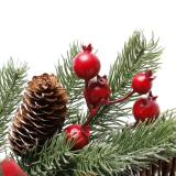 Customized  New PE Horn Garland Decoration Green Christmas Garland With Red Fruits Pine Cone and bowknot