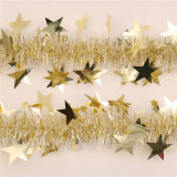 glittering  gold  PET tinsel garland with star  leaves deco for party decoration