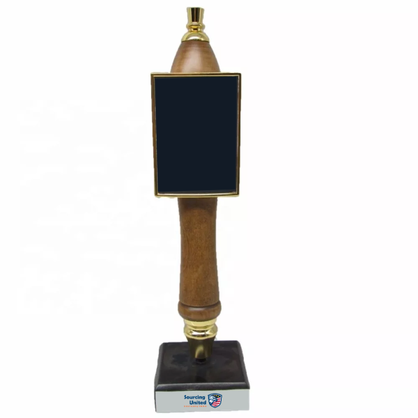 Classical pipe style custom logo sticker and metal badge decorative of  wooden beer tap handle