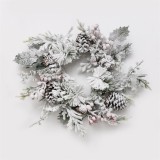 2021 New Design High Quality Christmas  flocking Wreath For Holiday Wedding Party Decoration Supplies Hook Ornament Craft Gifts