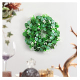 2021 New Decorative 40cm Artificial Eucalyptus Wreath with Bowknot Faux Green Leaves Garland for Front Door Wall