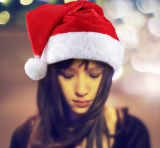 promotional short plush material Christmas santa hat for Adult