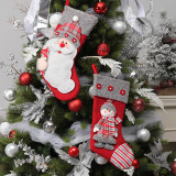 Terylene Christmas Stocking Socks Bear Xmas Candy Gift Bag Holder Xmas Tree Decoration New Year Ornament