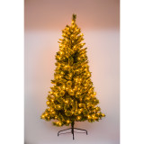 6ft 7ft 8ft 9ft Pre-Lit Hinged Artificial Alpine Slim Pencil Christmas Tree Holiday with Wood Stand