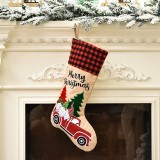 Big Size 46*26*19cm Xmas gift Socks Plaid linen Christmas socks