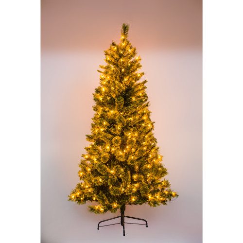 6ft 7ft 8ft 9ft Pre-Lit Hinged Pine Needle Tree Artificial Alpine Slim Pencil Christmas Tree Holiday