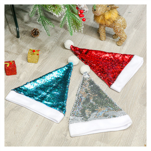 2021 New Year Christmas Hat Kid Adult Non-woven+Sequins Christmas Hat For Christmas Party decoration