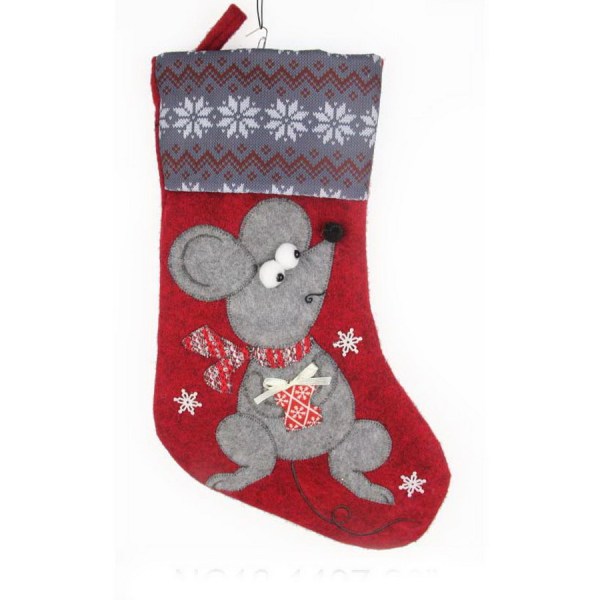 christmas stocking with mouse decoration plain hanging Xmas stocking