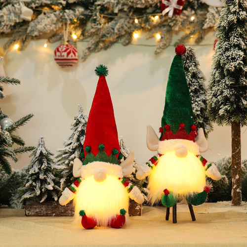 Christmas Glowing Faceless Doll Toys Xmas Sitting Elf Doll With Light New Year Ornaments