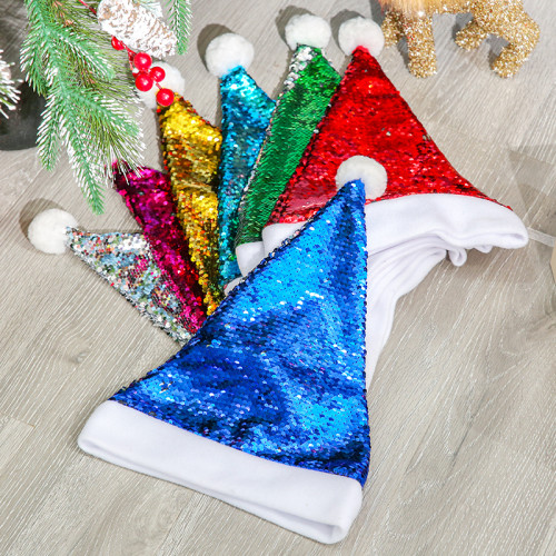 2021 New Year Christmas Hat Kid Adult Non-woven+Sequins Christmas Hat For Christmas Party decoration