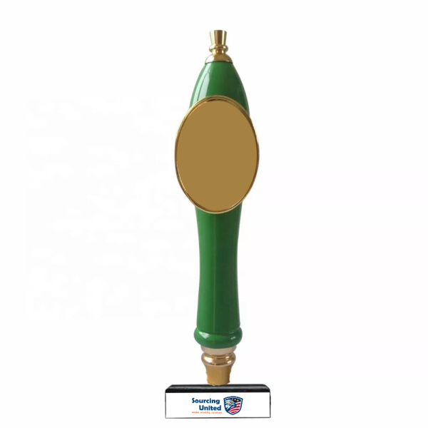 sticking custom logo on the metal badge 12  classical wooden beer tap handle