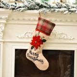 Big Size 46*26*19cm Xmas gift Socks Plaid linen Christmas socks
