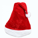 promotional short plush material Christmas santa hat for Adult
