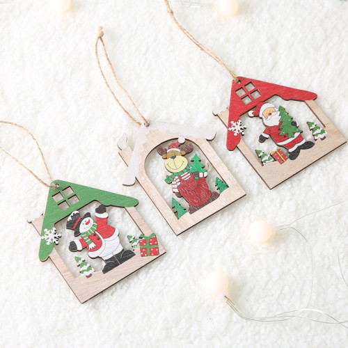 OEM Christmas Decorations Plush Toy mini Wood Hanging Decoration Ornament Gift For Christmas