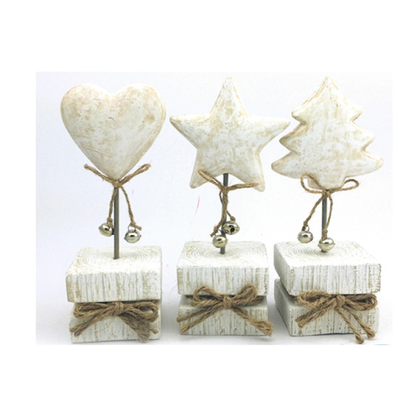 heart/tree/star stick with base for christmas decoration in papermache/paper pulp
