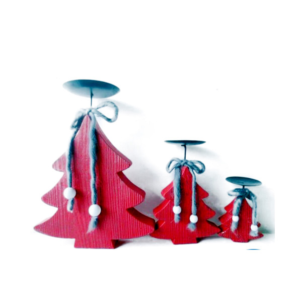 wood like paper mache tree candle holder for christmas/home decoration
