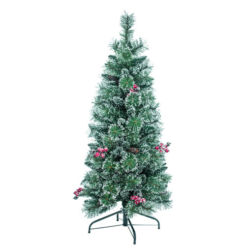 6ft 7ft 8ft 9ft Slim Pre Lit Pine Needle Artificial Christmas Trees with LED Lights
