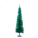 6ft 7ft 8ft 9ft Pre-Lit Hinged Artificial Alpine Slim Pencil Christmas Tree Holiday with Wood Stand