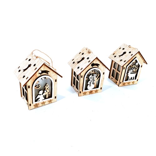 Signs Animal Merry Bird Houses Wall Christmas Wood Decoration