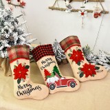 Big Size 46*26*19cm Xmas gift Socks Plaid linen Christmas socks