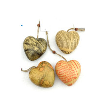 hanging paper heart / paper mache heart in newspaper design for christmas gifts / christmas decoration and valentine gifts