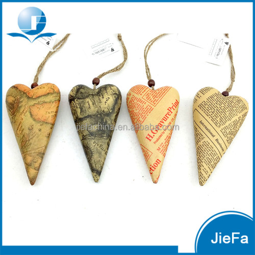 recycled paper pulp crafts of new paper design hanging heart for christmas/home decorations/gifts