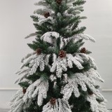 Factory 6ft Artificial Flocked PE PVC Christmas Tree with Snow Pine Cone Metal Base