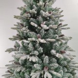 6ft PVC PE Mixed Hinged Christmas Tree with White Snow Branch Tips and Pine Cone Metal Stand