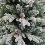 6ft PVC PE Mixed Hinged Christmas Tree with White Snow Branch Tips and Pine Cone Metal Stand