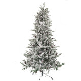 Durable 7ft White Flocked PVC PE Mixed Christmas Tree with Snow and Pine cone Metal Stand
