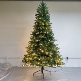 New Hot Sale Prelit 8ft Hinged PVC Christmas Tree with Lights and Metal Stand