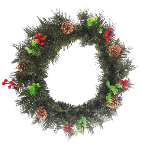 Decorative Pink Eucalyptus Wood Fiber Optic Artificial Christmas Wreath