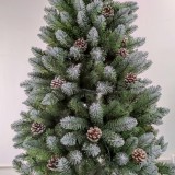 Prelit 7ft Artificial White PVC Tips Xmas Tree Christmas tree Green with Wood Trunk and Pine Cone