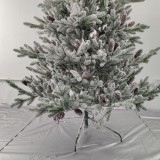 Durable 7ft White Flocked PVC PE Mixed Christmas Tree with Snow and Pine cone Metal Stand