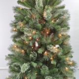 Best selling Prelit 7ft Pencil Slim PVC Pine Needle Mixed Artificial Christmas Tree with Lights Metal Base