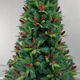 High Quality 7ft PVC Pine Needle Mixed Christmas Tree with Pine Cone and Red Berry Metal Stand for Indoor and Outdoor Use