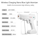 2600mAh Home Use Machine Rechargeable Electrostatic Battery Sanitation Blue-ray Custom Disinfection Nano Spray Gun