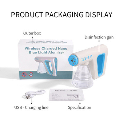 Electric Atomization Alchohol Fogger Disinfectan Blu Ray Sprey Uv Nano Spray Mist Gun